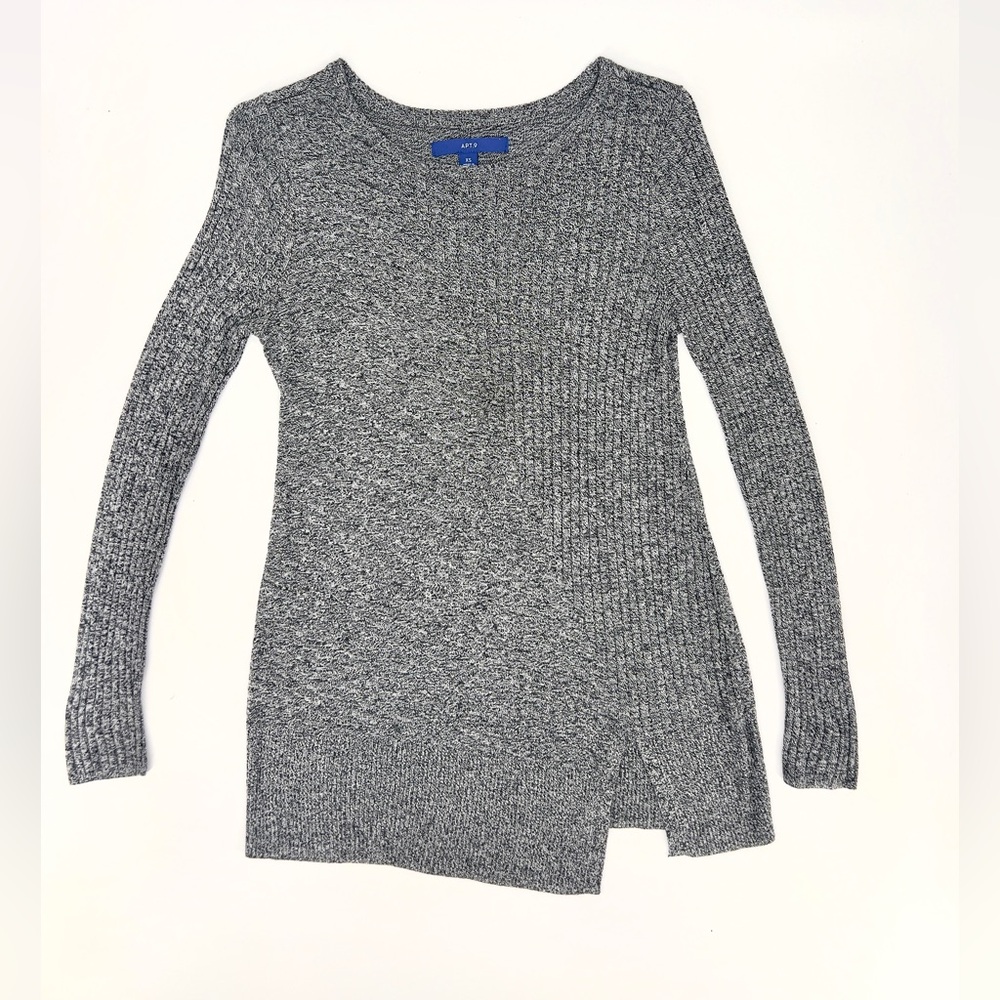 Gray Ribbed Knit Sweater - Picture 12 of 13